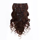 Dark Brown Clip In Colored Hair Extensions Body Wave Indian Virgin Hair 7A Grade