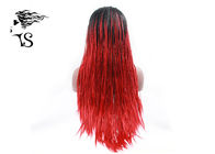 Red Synthetic Braided Wigs With Dark Roots , Black Women Box Braid Lace Wig